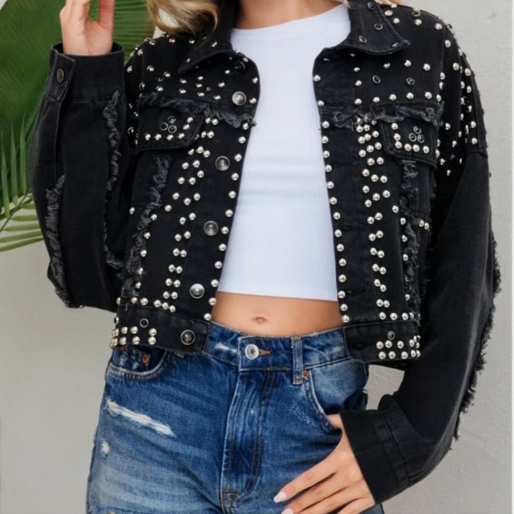 Studded Black Jean Jacket